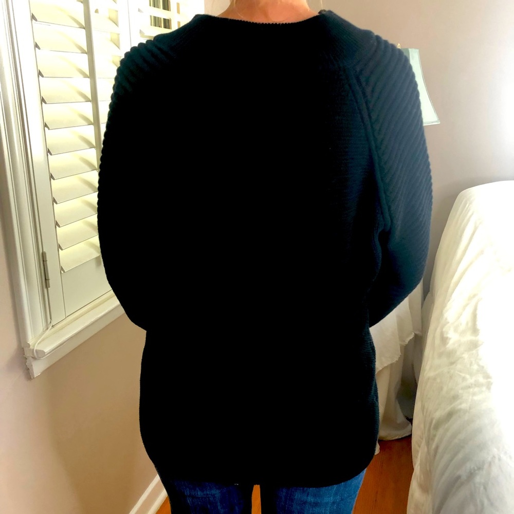 4 LEFT S-XL Oversized Sexy Black Knit 1/2 Zip Neck Pullover Ribbed Sweater - Picture 3 of 3